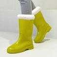 thumbnail image 2 of Stylish Women's Rain Shoes High Heel Knee High Comfort Lady Mid Calf Snow Boots Non Removable Outdoor Rubber Water Shoes, 2 of 5