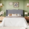 thumbnail image 2 of Einfach Queen Bed Frame, Upholstered Platform Bed with Wingback Headboard, No Box Spring Required, Gray, 2 of 9
