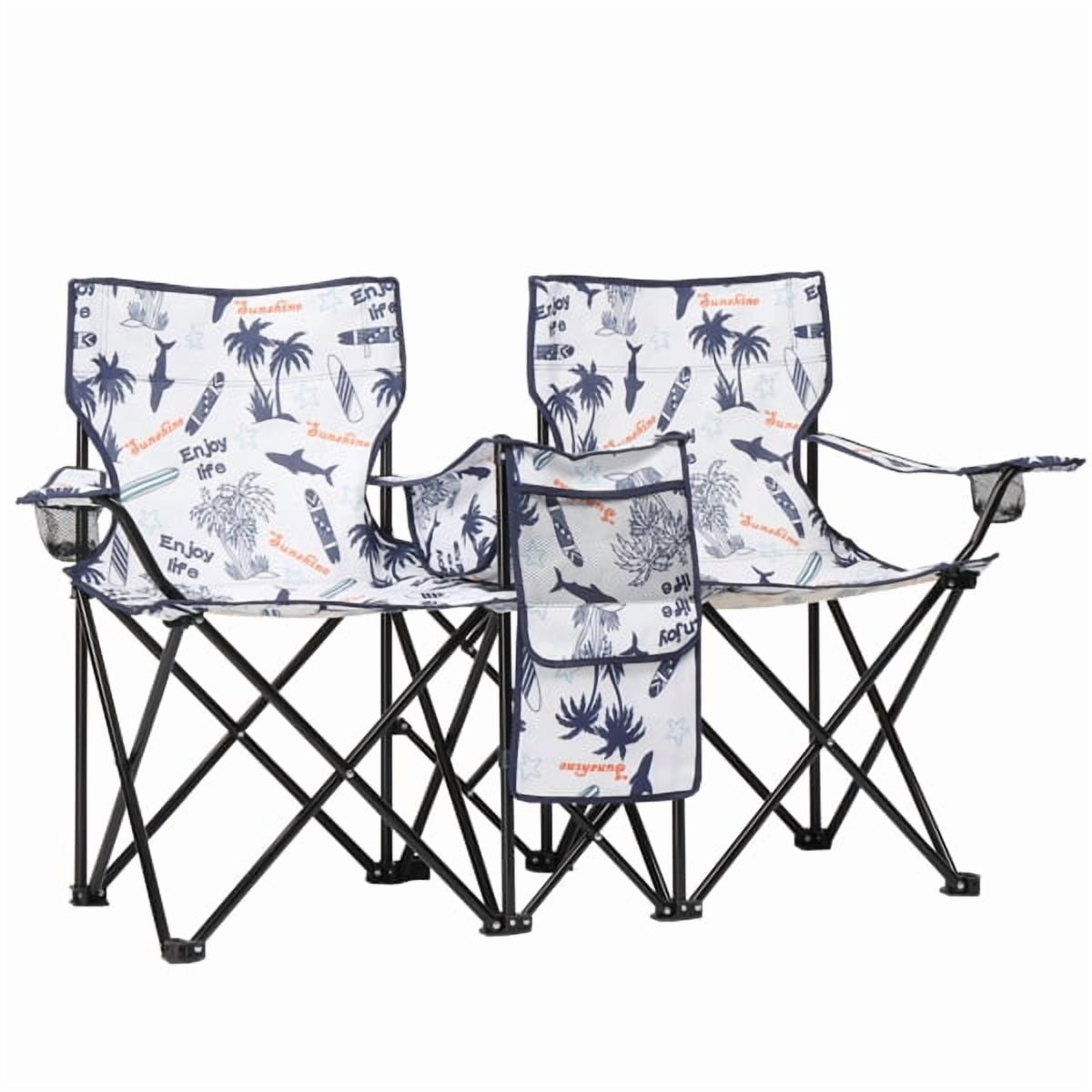 Alvantor 2-Seat Folding Chair with Removable Umbrella for Beach, Camping and Fishing