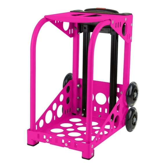 Zuca Sport Frame Flashing Wheels with Built-In Seating, Bigger Wheels, Aluminum Alloy Frame, and 51-Inch Telescoping Handle (Neon Pink)