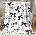 thumbnail image 6 of Personalized Name Minimalist Black White Bow Throw Blanket, Lightweight Cozy Warm Digital Print Fabric, for Sofa/Travel/Camping/Living Room/Office/Chair, Home Bedding, 6 of 11