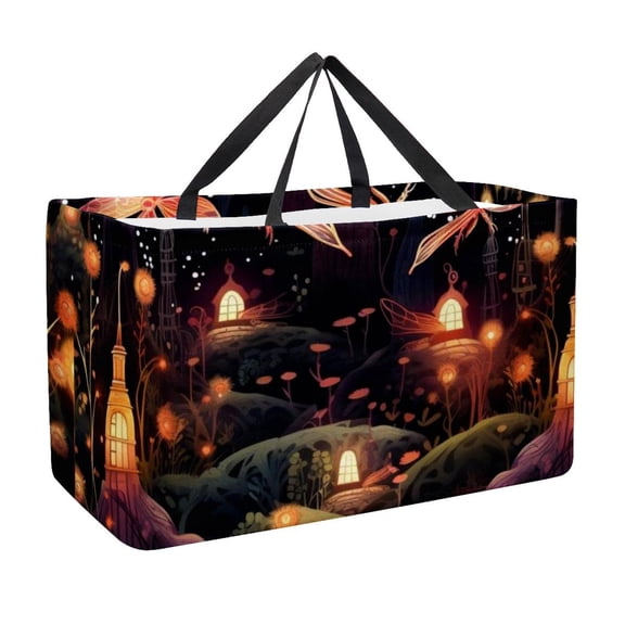 OWNNI Firefly Pattern Large Capacity Reusable Foldable Oxford Cloth Storage Basket Toy Basket Shopping Basket