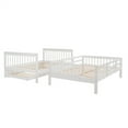 thumbnail image 3 of Bunk Bed with Trundle and Stairway, Detachable Wood Full-Over-Full Bunk Bed Frame with Storage Shelves, Staircase, Full-Length Guardrail and Handrail, Can be Divided into 2 Beds, Space-Saving, White, 3 of 7