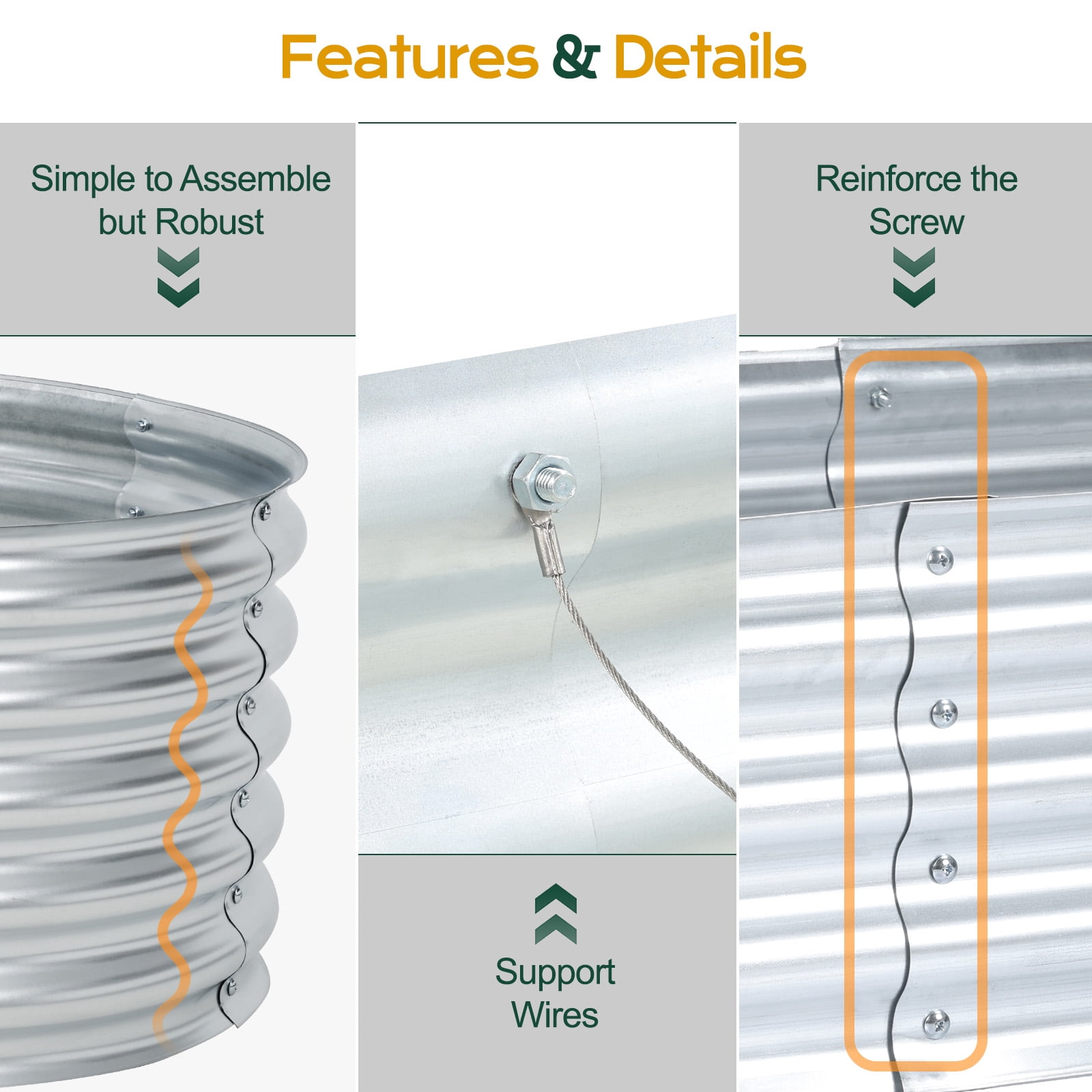 Aoodor Galvanized Raised Garden Bed Kit, 7x2x1 Ft, Oval Planter Box for Vegetables, Flowers, and Herbs, Outdoor Use, Silver