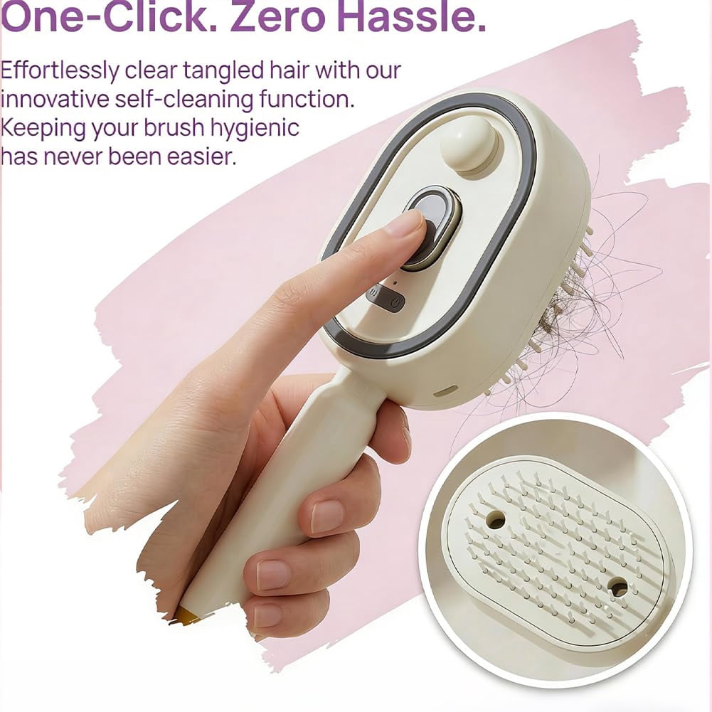 2026 New Electric Steam Brush for Hair, Hair Brush with Water Spray Easy to Clean, Red Light Air Cushion Mister for Both Long/Short Hairs Home Spa Cleaning Grooming Styling Detangling (Purple 1PC)
