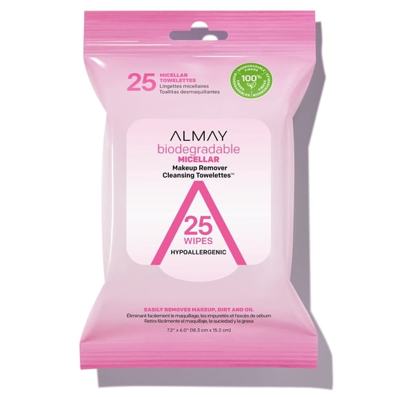Almay Micellar Makeup Remover Cleansing Towelettes, Hypoallergenic, Fragrance-Free, 25 count