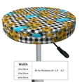 thumbnail image 4 of Round Bar Stool Seat Covers, Bright sunflowers jug buffalo check plaid Elastic Round Chair Cover Stool Seat Slipcover Bar Stool Cushions Round Pad for 12-14 inch, 4 of 7