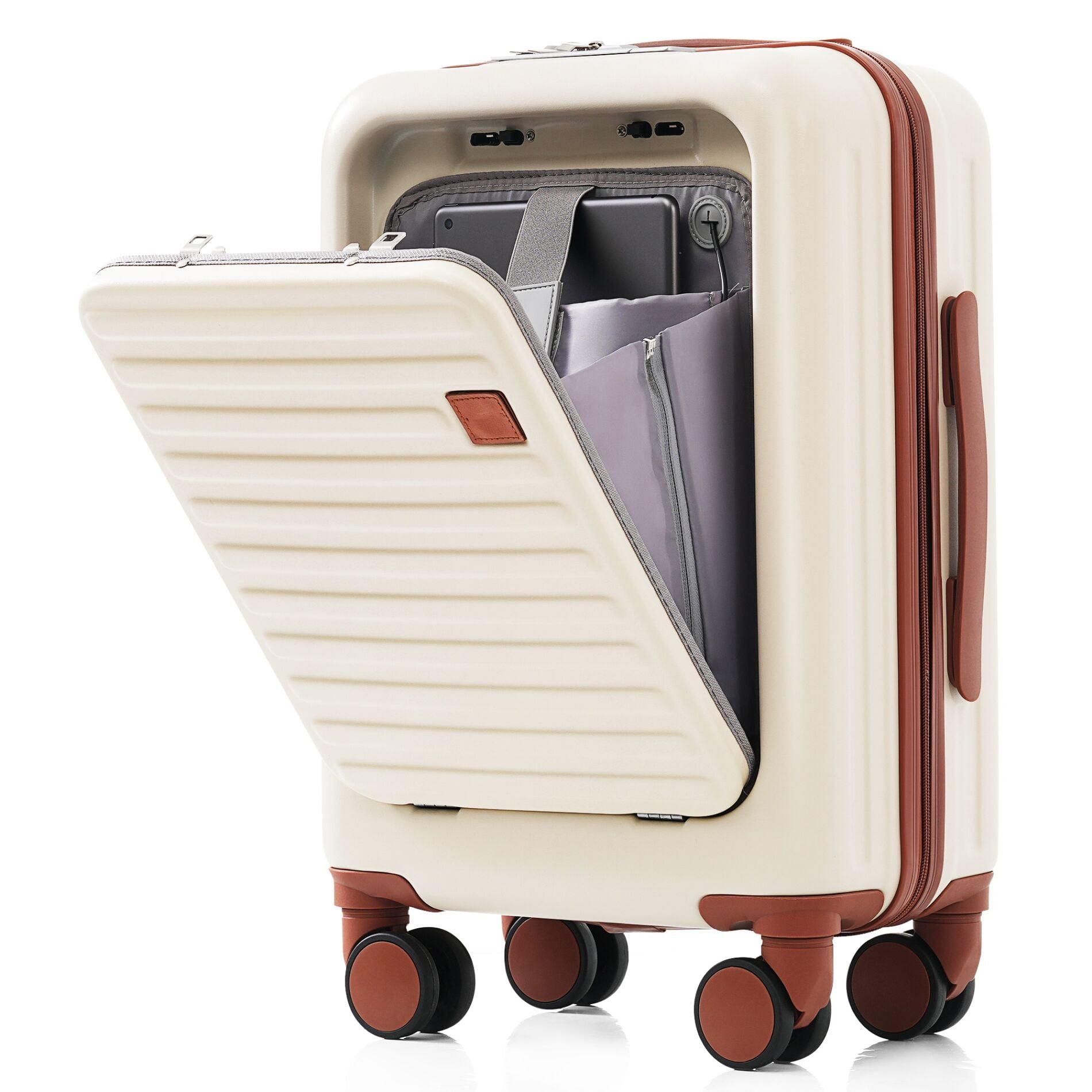 20-Inch Front Opening Carry-On Luggage with Expandable Travel Bag