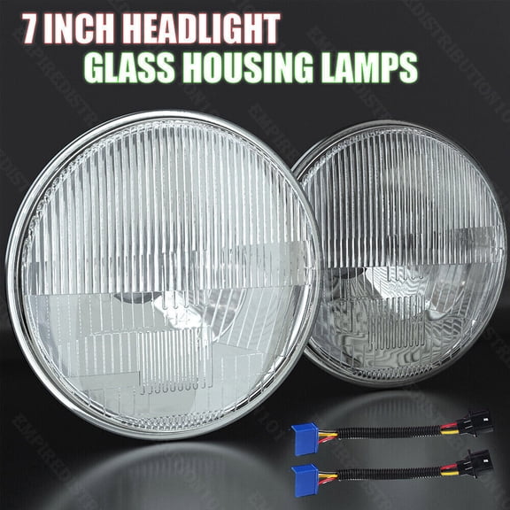 2PCS 7 Inch LED GLASS Headlight Round, ORIGINAL CLASSIC LOOK conversion Chrome