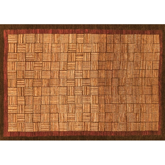 Ahgly Company Indoor Rectangle Abstract Orange Modern Area Rugs, 8' x 12'