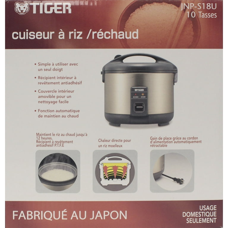 TIGER 10 CUP ELECTRIC RICE COOKER WARMER. KEEP WARM A MAXIMUM OF