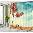 thumbnail image 5 of Ambesonne Tree Shower Curtain, Watercolor Art Bench, 69"Wx84"L, Orange Blue, 5 of 5