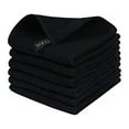 thumbnail image 1 of Juego de 6 paños de cocina de algodón, paño de cocina con estampado de gofres superabsorbentes, paños de cocina de secado rápido, paños de cocina premium con colgador, 34 x 34 cm, negro, 1 of 6