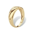 thumbnail image 2 of PalmBeach Jewelry Men's Round Diamond Diagonal Grooved Ring 1/8 TCW in 18k Gold-plated Sterling Silver, 2 of 5