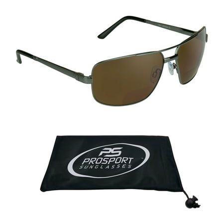 proSPORT Square Aviator POLARIZED Bifocal Sunglasses Brown Lens. Nearly Invisible Reader Line