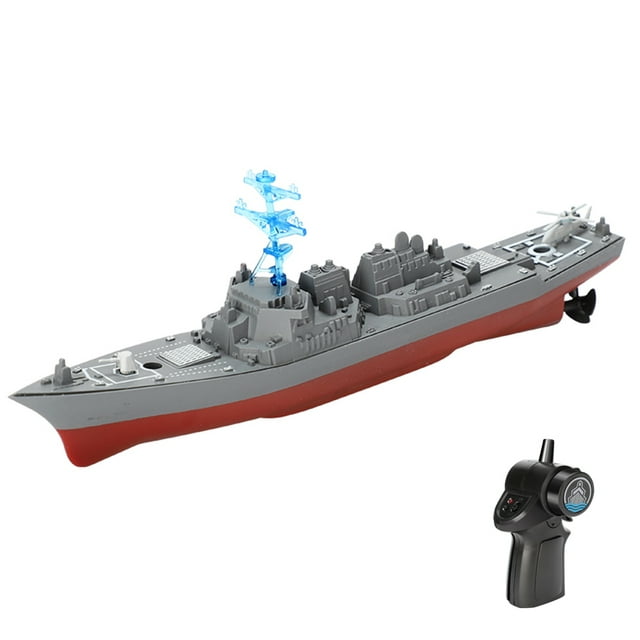 2.4G Remote Control Boat Waterproof High-Speed Simulation Ship Warship Model Rechargeable Mini Battleship Toy Gift for Boys Kids (Style A)