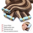 thumbnail image 4 of Benehair 100% Real Remy Human Hair Extensions Tape In Seamless Skin Weft Full Head Body Wave Thick 20 pcs 40pcs Highlight Blonde, 4 of 11