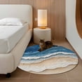 thumbnail image 3 of Blue Beach Coastal Large Area Rugs for Bedroom Living Room, Soft Non Slip Carpet Bedside Rug, Nautical Seaside Ocean Beige Round Floor Cover Kitchen Accent Rug 3.3' for Dining Room/Office, 3 of 9