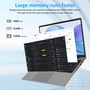 Auusda 16 Business Laptop, Win11 Pro Home Computer,Core i3, 16GB RAM 512GB SSD, 1920×1200 Resolution, Backlit Keyboard, Fingerprint Unlock, Silver