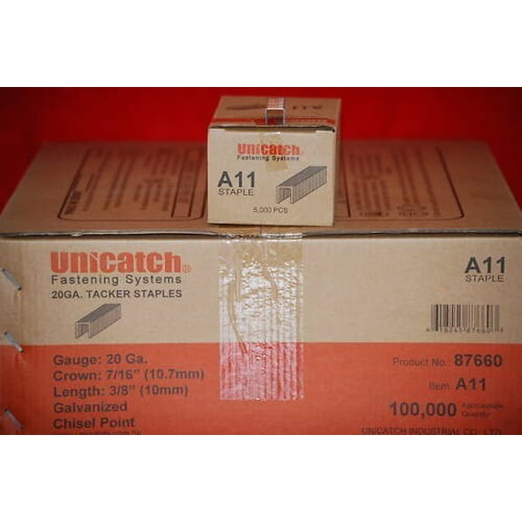 A11 3/8" (T50) Galvanized Staples 20 Boxes 5,000 Box 100,000 Cs. Unicatch, Arrow