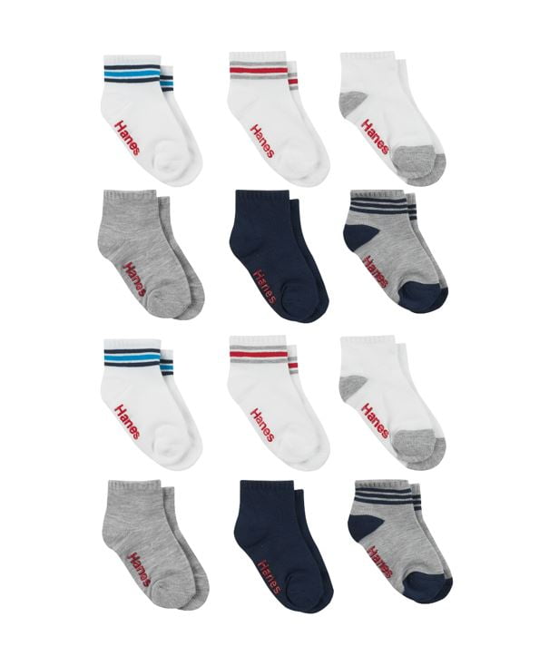 Hanes - Hanes Baby and Toddler Boys Ankle Socks, 12-Pack - Walmart.com ...