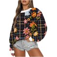 thumbnail image 1 of Rbaofujie Chandails d'Automne pour Femmes Chandails à Rayures Décontractés Imprimés Col Rond Manches Longues Haut Ample Chandails en Molleton Orange Chandails à Capuchon pour Femmes, 1 of 5