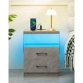 thumbnail image 4 of Set of 2 Nightstands LED Nightstand with Charging Station, 2 Drawers Night Stand with LED Lights for Bedroom, Modern Bedside Table for Bedroom (Gray, 2 PCS), 4 of 7