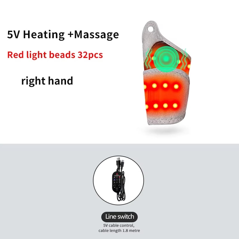 Heated Wrist Massager with Red Light – 3 Heat, Timer, USB
