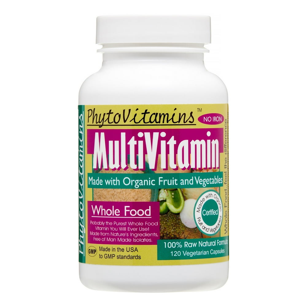 PhytoVitamins MultiVitamin NO IRON 120 Veg Capsules (Made with Organic