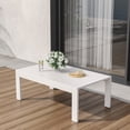 thumbnail image 2 of ECOPATIO Outdoor Coffee Table, Aluminum Modern Patio Coffee Tables with Imitation Wood Top for Balcony Garden Backyard, White, 2 of 2