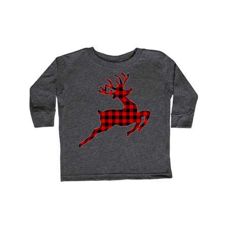 

Inktastic Plaid Christmas Reindeer Silhouette Gift Toddler Boy or Toddler Girl Long Sleeve T-Shirt