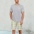 thumbnail image 2 of Men's Pajama Sets Trendy Summer Round Neck Short Sleeved Plaid Shorts Plus Size,Green,2XL, 2 of 5