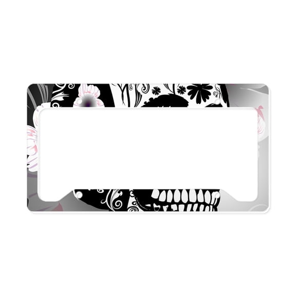 CafePress - Skull License Plate Holder - Aluminum License Plate Frame, License Tag Holder