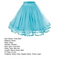 thumbnail image 4 of Mesh Tulle Skirt with Elastic Waistband Solid Color Three-Layered Princess Skirt Cosplay Weddings Parties Knee-Length Skirt-Red, 4 of 4