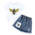 thumbnail image 4 of Kids Girl Clothes Print Short Sleeve Top and Shorts Toddler Girl Summer Outfits Short Set 6-12 Months 12-24 Months 2t 3t 4t 5t 6t 7t 8t 9t Children 2-3 Years, 4 of 4