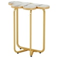 thumbnail image 5 of Barara King 26Inch Tall Faux Narrow Nightstand Sofa Table with Stylish Gold Frame, Half-Flower Accent End Table Side Table for Small Spaces, Living Room, Bedroom, White & Gold, 5 of 6
