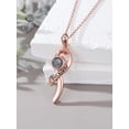 thumbnail image 3 of Dorunmo Ribbon Necklace for Women 925 Sterling Silver Breast Cancer Necklace with Projection Stone (I Love You in a Hundred Languages) Ribbon Breast Cancer Awareness Jewelry Gift, 3 of 6
