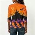 thumbnail image 4 of Womens Plus Size Halloween Shirts Crewneck 3/4 Sleeve Graphic Tees Funny Print Casual Tops Pullover Orange 3XL, 4 of 6