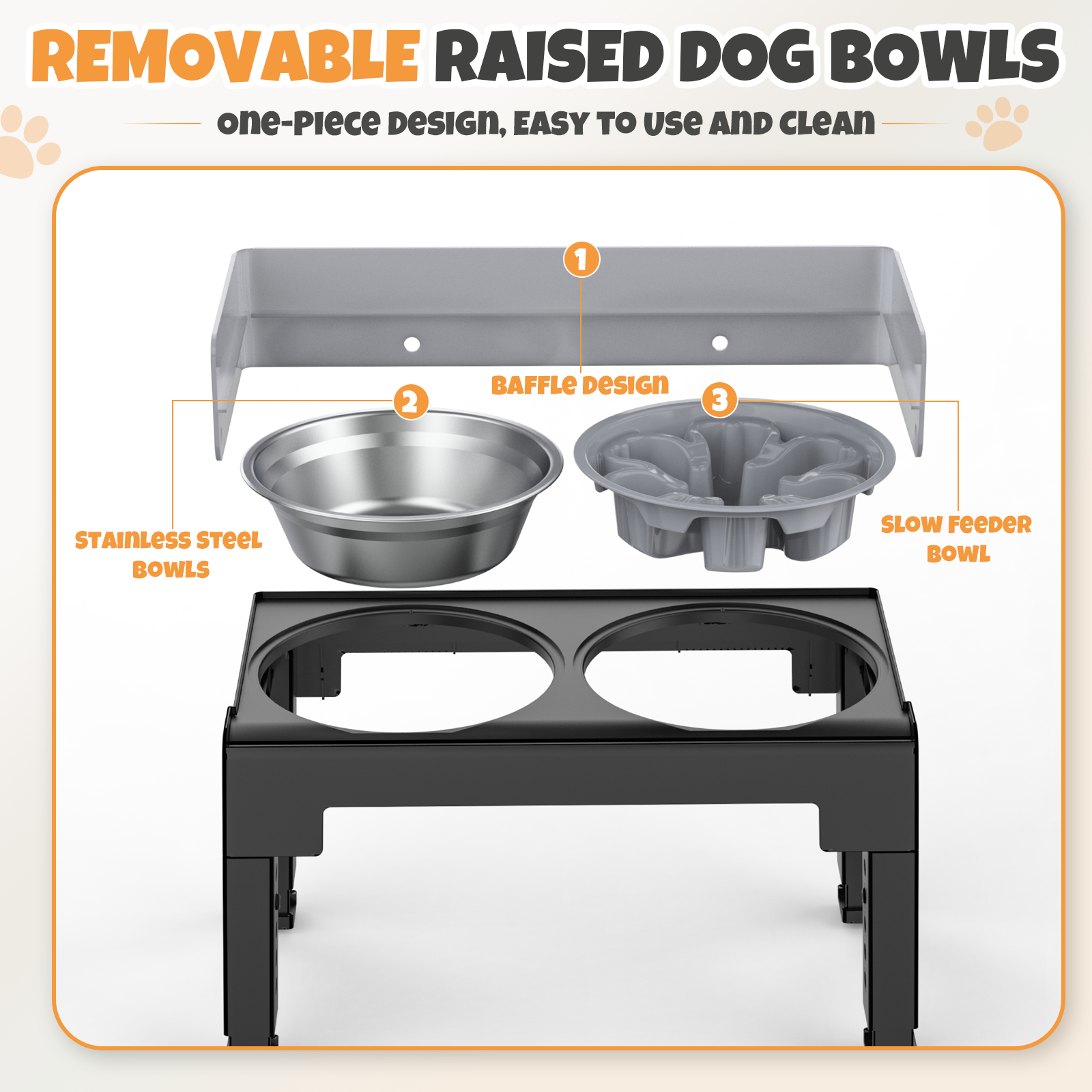 Euqvunn Elevated Dog Bowls, 6 Adjustable Heights with Slow Feeder photo 7