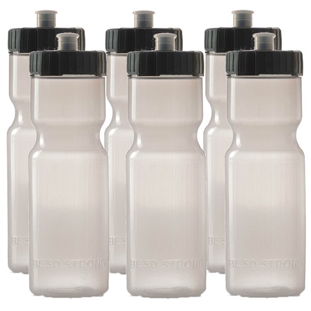 50 Strong Sports Squeeze Water Bottle Team Pack Includes 6 Bottles