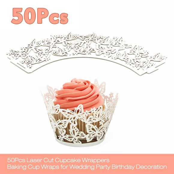 50Pcs Cut Cupcake Wrappers Baking Cup Wraps for Wedding Party Birthday Decoration