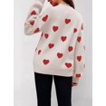 thumbnail image 6 of Women'S Fall Winter Mock Neck Long Sleeve Cute Heart Pattern Loose Knit Pullover Sweaters Color M, 6 of 8
