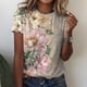 thumbnail image 2 of Mujeres moda verano Sexy pliegue impreso regular mujeres manga corta cuello redondo botón Top OAVQHLG3B Store  lin121212, 2 of 4