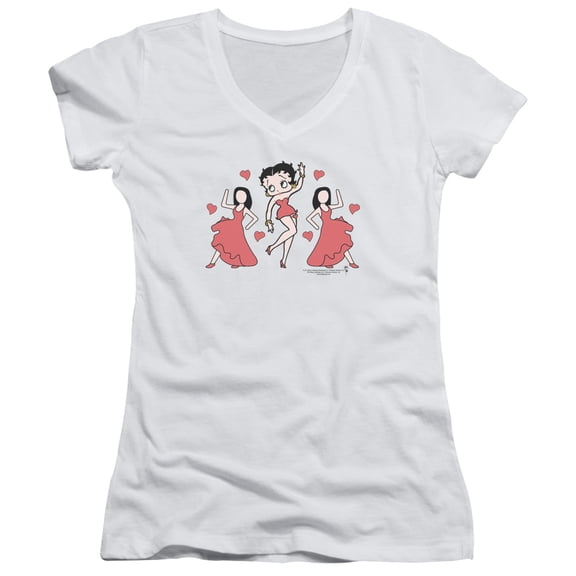Betty Boop Bb Dance Junior Women's T-Shirt V-Neck White