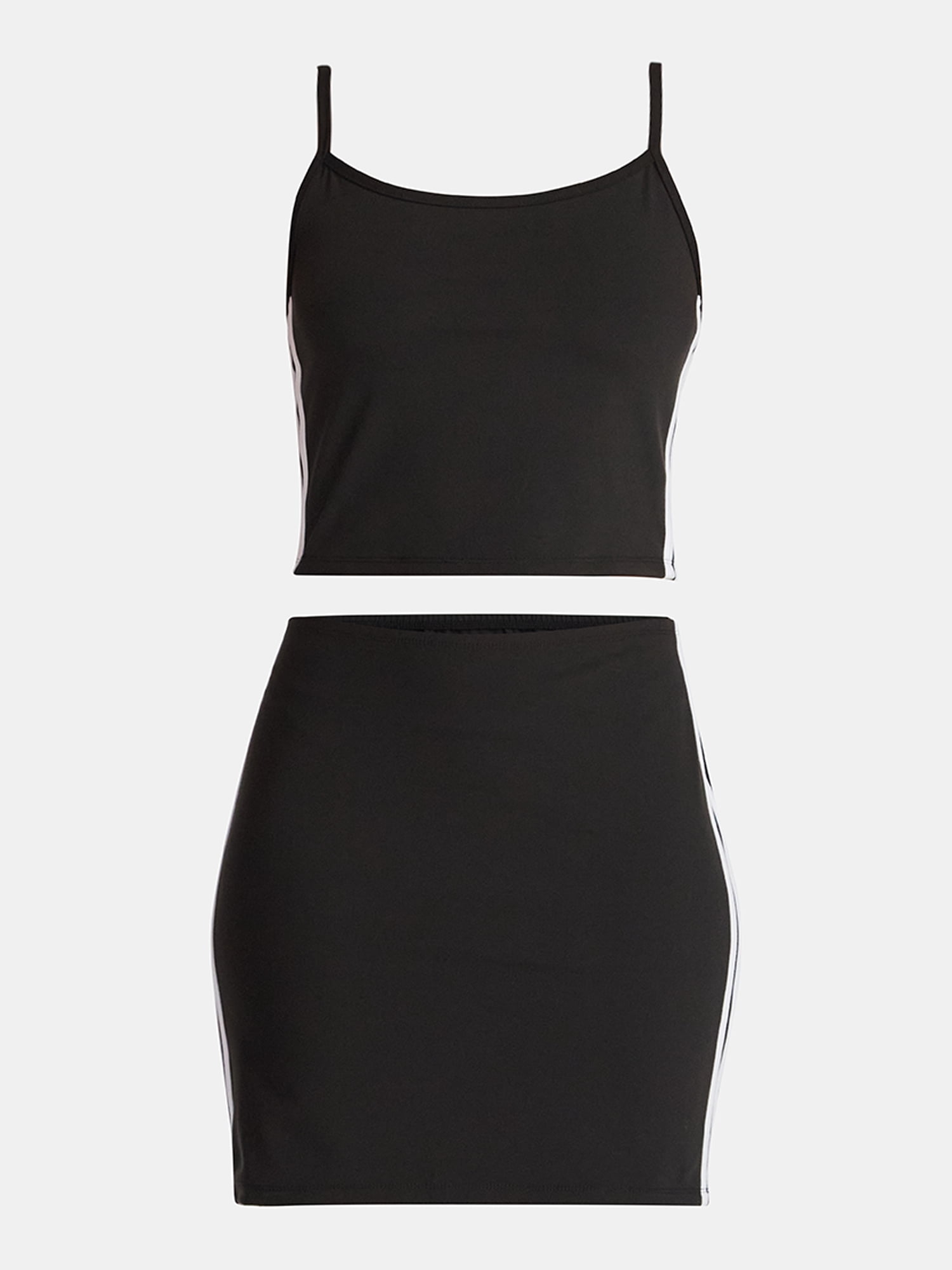 No Boundaries Side Stripe Cami and Skirt Set, 2-Piece, Women's and Women’s Plus Sizes XXS-4X