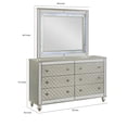 thumbnail image 5 of Benjara Cristo 62 Inch Wide Dresser with Mirror, 6 Drawers, Champagne Cross Pattern, 5 of 5