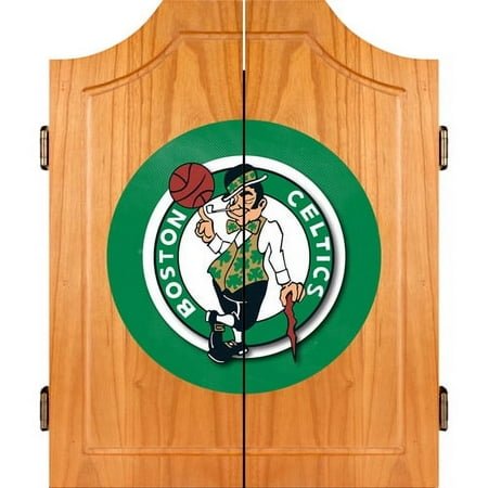 Boston Celtics NBA Dart Cabinet Set with Darts and Board - Green, Black, White