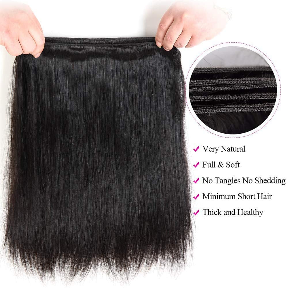 USTAR Straight Hair 1 Bundles Brazilian Virgin Human Hair Natural Black Color #1B Bundles Straight 10 Inch 100% Unprocessed Virgin Hair Straight Weave Hair Human Bundles