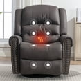 thumbnail image 2 of DEALTOPS Oversized Manual Recliner Heating massage Chair with USB Port and Rocking for Living Room, Leather, Gray, 2 of 10