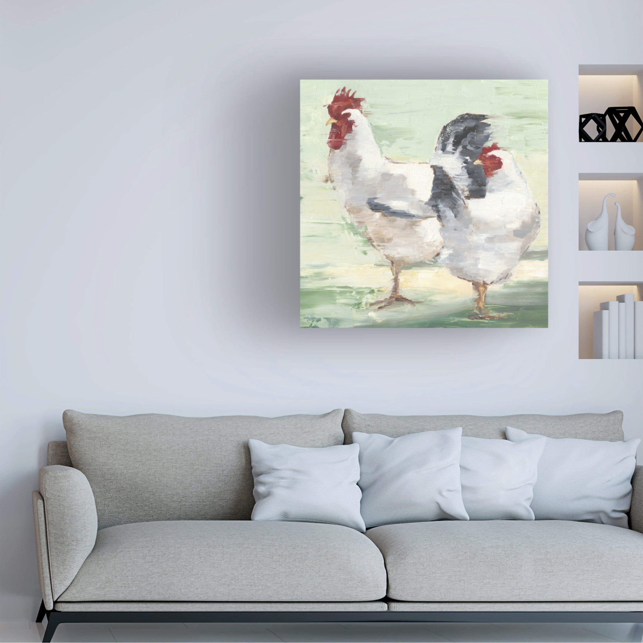 Canvas Wall Art - Ethan Harper 'Chicken Run II' Wall Art for Living Room, Bedroom, or Office Décor by Trademark Fine Art - 14 x 14 Inches